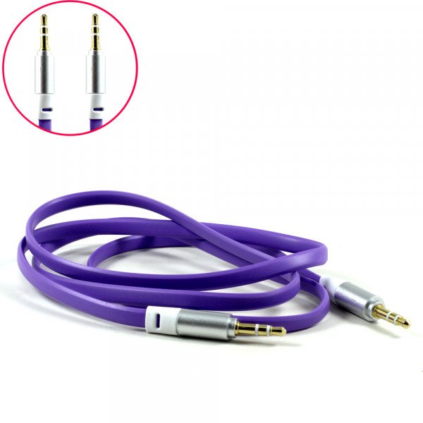 Wholesale Auxiliary Music Cable 3.5mm to 3.5mm Flat Wire Cable (Purple)